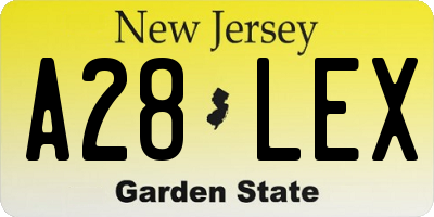 NJ license plate A28LEX