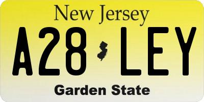 NJ license plate A28LEY