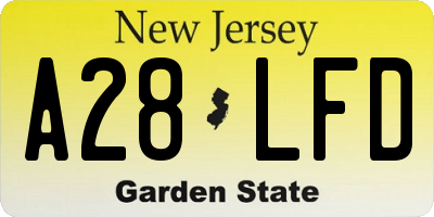 NJ license plate A28LFD
