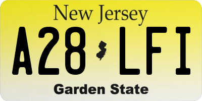 NJ license plate A28LFI