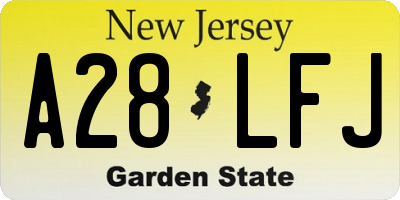 NJ license plate A28LFJ
