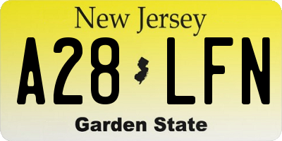 NJ license plate A28LFN