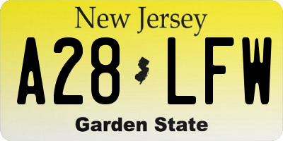 NJ license plate A28LFW