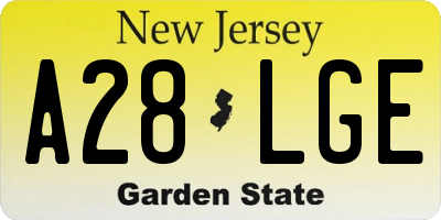 NJ license plate A28LGE