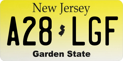 NJ license plate A28LGF
