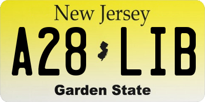 NJ license plate A28LIB