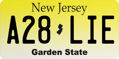 NJ license plate A28LIE