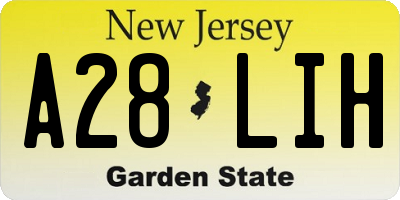 NJ license plate A28LIH