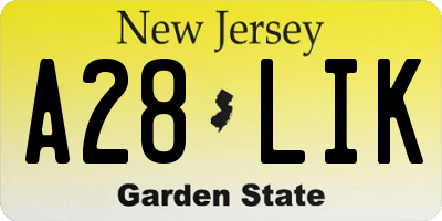 NJ license plate A28LIK