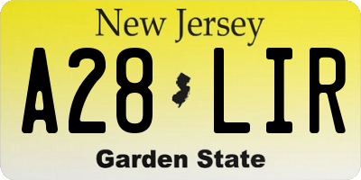NJ license plate A28LIR