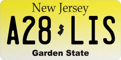NJ license plate A28LIS
