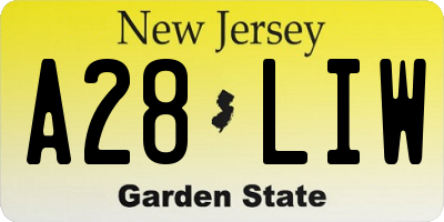 NJ license plate A28LIW
