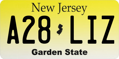 NJ license plate A28LIZ
