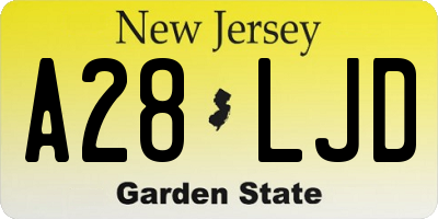 NJ license plate A28LJD