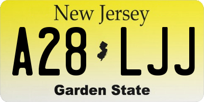 NJ license plate A28LJJ