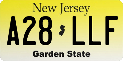 NJ license plate A28LLF