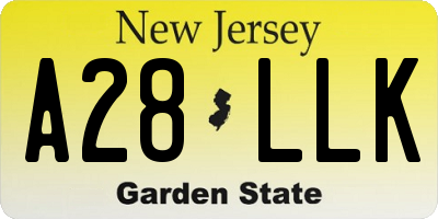 NJ license plate A28LLK