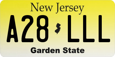 NJ license plate A28LLL