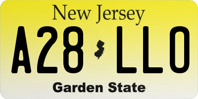 NJ license plate A28LLO