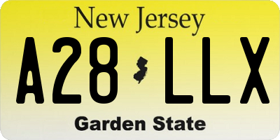 NJ license plate A28LLX