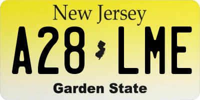 NJ license plate A28LME