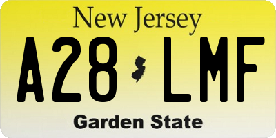NJ license plate A28LMF