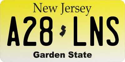 NJ license plate A28LNS