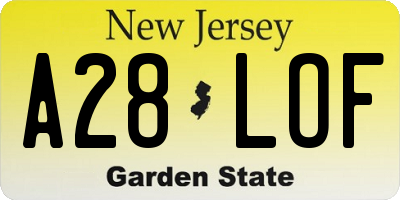 NJ license plate A28LOF