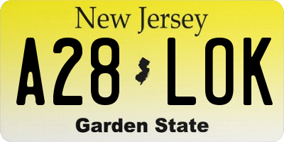 NJ license plate A28LOK