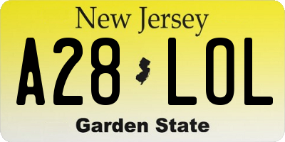NJ license plate A28LOL