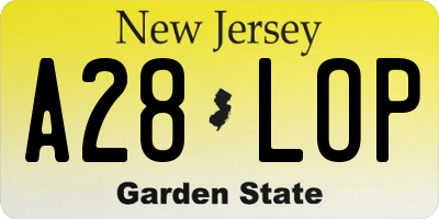 NJ license plate A28LOP