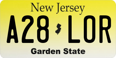 NJ license plate A28LOR