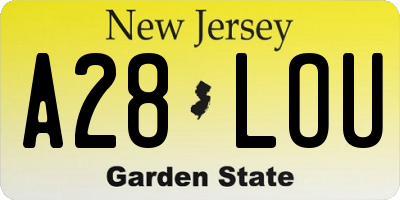 NJ license plate A28LOU