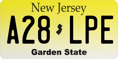 NJ license plate A28LPE