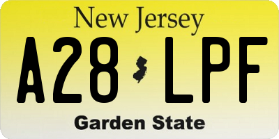 NJ license plate A28LPF