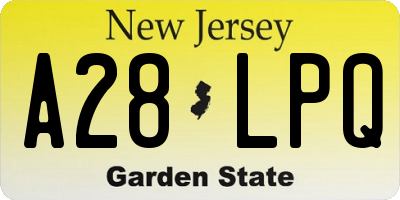 NJ license plate A28LPQ