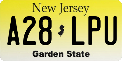 NJ license plate A28LPU