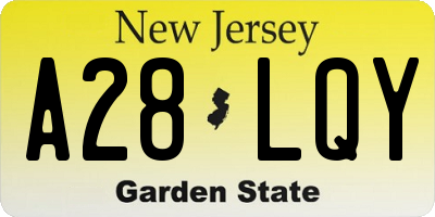 NJ license plate A28LQY