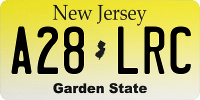 NJ license plate A28LRC