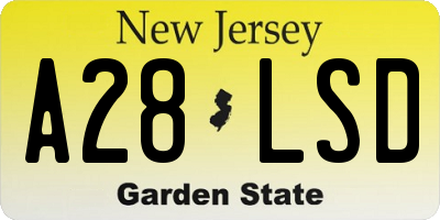 NJ license plate A28LSD