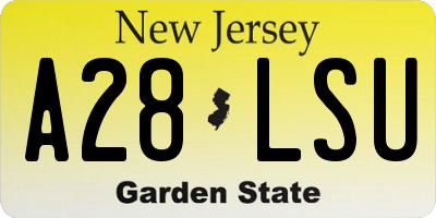 NJ license plate A28LSU