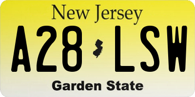 NJ license plate A28LSW
