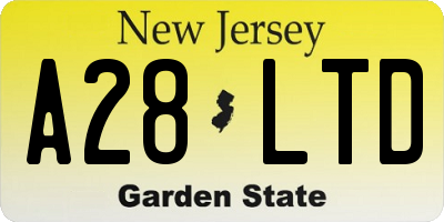 NJ license plate A28LTD