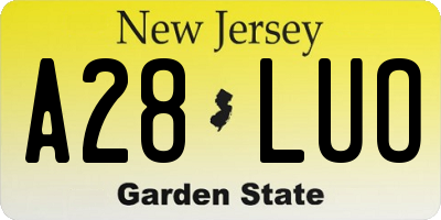 NJ license plate A28LUO