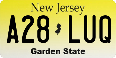NJ license plate A28LUQ