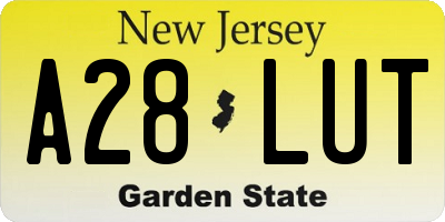 NJ license plate A28LUT