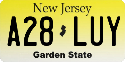 NJ license plate A28LUY