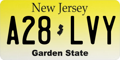 NJ license plate A28LVY