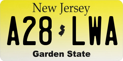 NJ license plate A28LWA