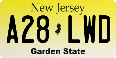 NJ license plate A28LWD
